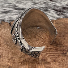 Load image into Gallery viewer, EDDY CHACO Navajo Sterling Silver Concho Design Statement Cuff Bracelet Flowers