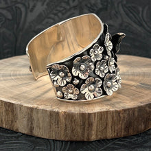 Load image into Gallery viewer, THE BOYZ SILVER Mexico Sterling Silver Cuff Bracelet Lg 3-D Butterfly & Flowers