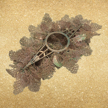 Load image into Gallery viewer, 1960s Plastic Holiday CANDLE DISPLAY Gold Leaves Holly Green Berries Pinecones