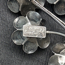 Load image into Gallery viewer, 1940s CORO-CRAFT Sterling Silver Brooch Pin Cabbage Roses Bouquet Pegasus Mark
