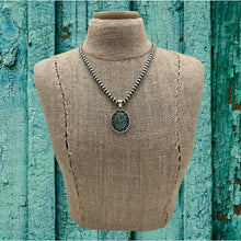 Load image into Gallery viewer, COOPER WILLIE Navajo Sterling Silver & Webbed Kingman Turquoise Pendant Scallops
