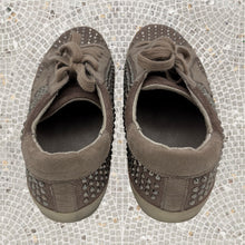 Load image into Gallery viewer, SHU SHOP Rockstar Taupe Pre-Distressed Sneakers With Allover Rhinestones 8.5