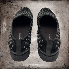 Load image into Gallery viewer, DONALD J PLINER Mickey Black Leather Suede Studded Platform Loafers Shoes 8.5 M