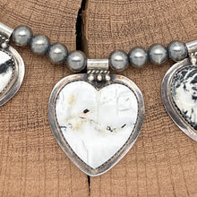 Load image into Gallery viewer, BUFFALO DANCER Taos Pueblo Sterling Silver & White Buffalo Beaded Heart Necklace