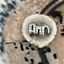 Load image into Gallery viewer, 1980s SOUTHWEST STYLE Antler Slice Bolo Tie With Snake Applique & Sterling Tips