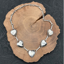 Load image into Gallery viewer, BUFFALO DANCER Taos Pueblo Sterling Silver White Buffalo Heart Station Necklace