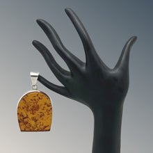 Load image into Gallery viewer, 1980s Sterling Silver & Amber Large Statement Pendant Modern Design