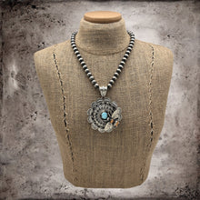 Load image into Gallery viewer, PATRICIA YAZZIE Navajo Sterling Golden Hills Turquoise Flower Pendant Bumblebee