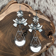 Load image into Gallery viewer, FEDERICO JIMENEZ Sterling Silver Chandelier Teardrop Earrings Love Birds Flowers
