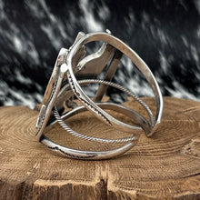 Load image into Gallery viewer, 1970s CRAZY HORSE Navajo Sterling Silver Chip Inlay Kachina Dancer Cuff Bracelet