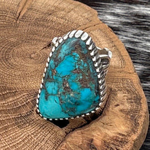 Load image into Gallery viewer, HENRY YAZZIE Navajo Sterling Silver & 50 Carat Quality Bisbee Turquoise Ring