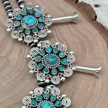 Load image into Gallery viewer, TONYA JUNE RAFAEL Navajo Sterling Turquoise Showstopper Squash Blossom Necklace
