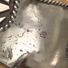 Load image into Gallery viewer, JEWELRY BY WENDYLEA Sterling & Turquoise Cuff Bracelet Spiderweb Fleur De Lis