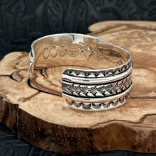 Load image into Gallery viewer, Native American NAVAJO Sterling Silver Cuff Bracelet Rosettes Allover Stampings