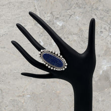 Load image into Gallery viewer, AARON TALLIS Navajo Sterling Silver Lapis Lazuli Statement Ring Rosettes Adjust