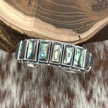 Load image into Gallery viewer, FEDERICO JIMENEZ Sterling Silver Abalone 15-Stone Cuff Bracelet Stamp 0.75" Wide