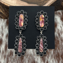 Load image into Gallery viewer, FEDERICO JIMENEZ Sterling Purple Spiny Oyster & Onyx Cluster Dangle Earrings