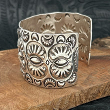 Load image into Gallery viewer, CODY WILLIE Navajo Sterling Silver Statement Cuff Bracelet Repousse Crescents