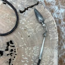 Load image into Gallery viewer, SOUTHWEST STYLE Sterling Silver Bolo Tie With Stamped Slide Diamond Butterflies