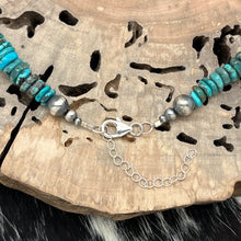 Load image into Gallery viewer, 1990s NATIVE AMERICAN Sterling Silver & Turquoise Graduated Disc Necklace Adjust