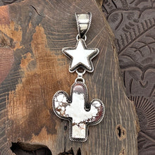 Load image into Gallery viewer, BUFFALO DANCER Taos Pueblo Sterling & Wild Horse Star Saguaro Cactus Pendant