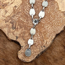 Load image into Gallery viewer, MARY ELLEN PEASE Navajo Sterling Turquoise Lapis Spiny Lariat Necklace Roses