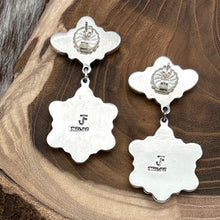 Load image into Gallery viewer, FEDERICO JIMENEZ Sterling Onyx & Turquoise Floral Cluster Post Dangle Earrings