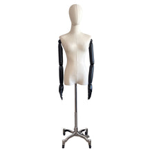 Load image into Gallery viewer, THE SHOP COMPANY Natural Canvas Female Dress Display Form Black Arms Chrome Base