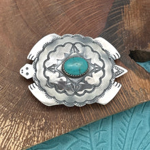 Load image into Gallery viewer, BUFFALO DANCER Taos Pueblo Sterling Silver & Turquoise Turtle Belt Buckle