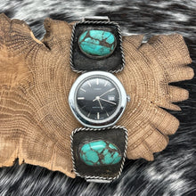 Load image into Gallery viewer, Timex Watch Featuring 1960s Native American NAVAJO Sterling & Turquoise Tips