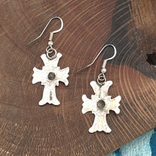 Load image into Gallery viewer, Native American NAVAJO Sterling Silver Cross Dangle Earrings With Curved Lines