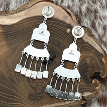 Load image into Gallery viewer, FEDERICO JIMENEZ Sterling Silver & Turquoise Inlay Raincloud Chandelier Earrings