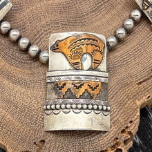 Load image into Gallery viewer, 1980s Native American NAVAJO Sterling Brass & Copper Fetish Bear Necklace Set