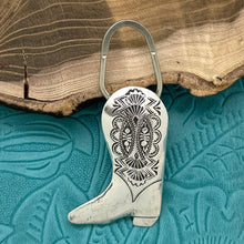 Load image into Gallery viewer, 1990s Native American NAVAJO Sterling Silver Cowboy Boot Key Chain Stampings