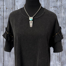 Load image into Gallery viewer, 2009 JOEL PAJARITO Santo Domingo Tufa Cast Silver Turquoise Corn Maiden Pendant