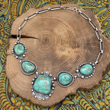 Load image into Gallery viewer, MARY ELLEN PEASE Navajo Sterling Silver & Armenian Turquoise 5-Station Necklace