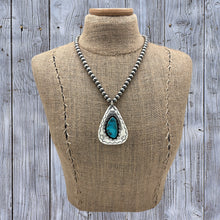 Load image into Gallery viewer, KEYBAHI LEWIS Native American Navajo Sterling Silver Turquoise Triangle Pendant