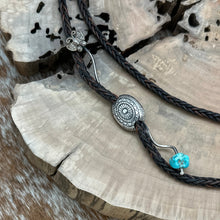 Load image into Gallery viewer, SOUTHWEST STYLE Sterling Silver Bolo Tie With Stamped Slide Diamond Butterflies