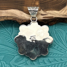 Load image into Gallery viewer, ZIA Southwest Style Sterling Silver Pink Conch Shell Flower Pendant Blue Center