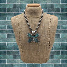 Load image into Gallery viewer, ROSELLA PAXTON Navajo Sterling & Moody Blue Hubei Turquoise Butterfly Pendant