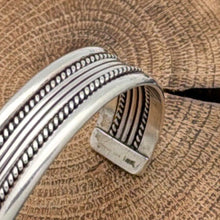 Load image into Gallery viewer, 1990s TAHE Navajo Sterling Silver Child Size 7-Row Cuff Bracelet Twist Wire