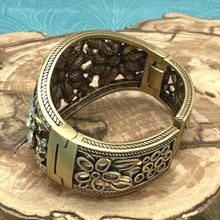 Load image into Gallery viewer, HEIDI DAUS Glorious Garden Cuff Bracelet Aqua Yellow Swarovski Crystal Flowers