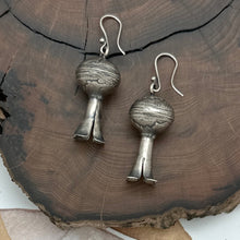 Load image into Gallery viewer, BUFFALO DANCER Taos Silver Mercury Dime Squash Blossom Dangle Earrings