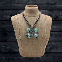Load image into Gallery viewer, ROSELLA PAXTON Navajo Sterling & Hubei Turquoise Butterfly Pendant Rounded Wings