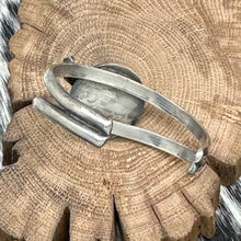 Load image into Gallery viewer, 1970s Native American Navajo Sterling Silver Turquoise Cuff Bracelet Naja & Leaf