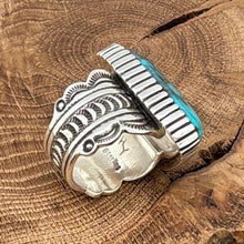 Load image into Gallery viewer, HENRY YAZZIE Navajo Sterling Silver & 50 Carat Quality Bisbee Turquoise Ring