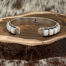 Load image into Gallery viewer, FEDERICO JIMENEZ Sterling Silver & Mother Of Pearl 21-Stone Cuff Bracelet Stamps