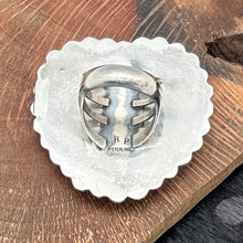 Load image into Gallery viewer, ROSELLA PAXTON Navajo Sterling & Onyx Extra Large Heart Ring Starshots Size 9