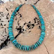 Load image into Gallery viewer, 1990s NATIVE AMERICAN Sterling Silver & Turquoise Graduated Disc Necklace Adjust