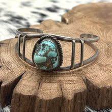 Load image into Gallery viewer, 1970s Native American NAVAJO Sterling Silver & Rustic Turquoise Cuff Bracelet